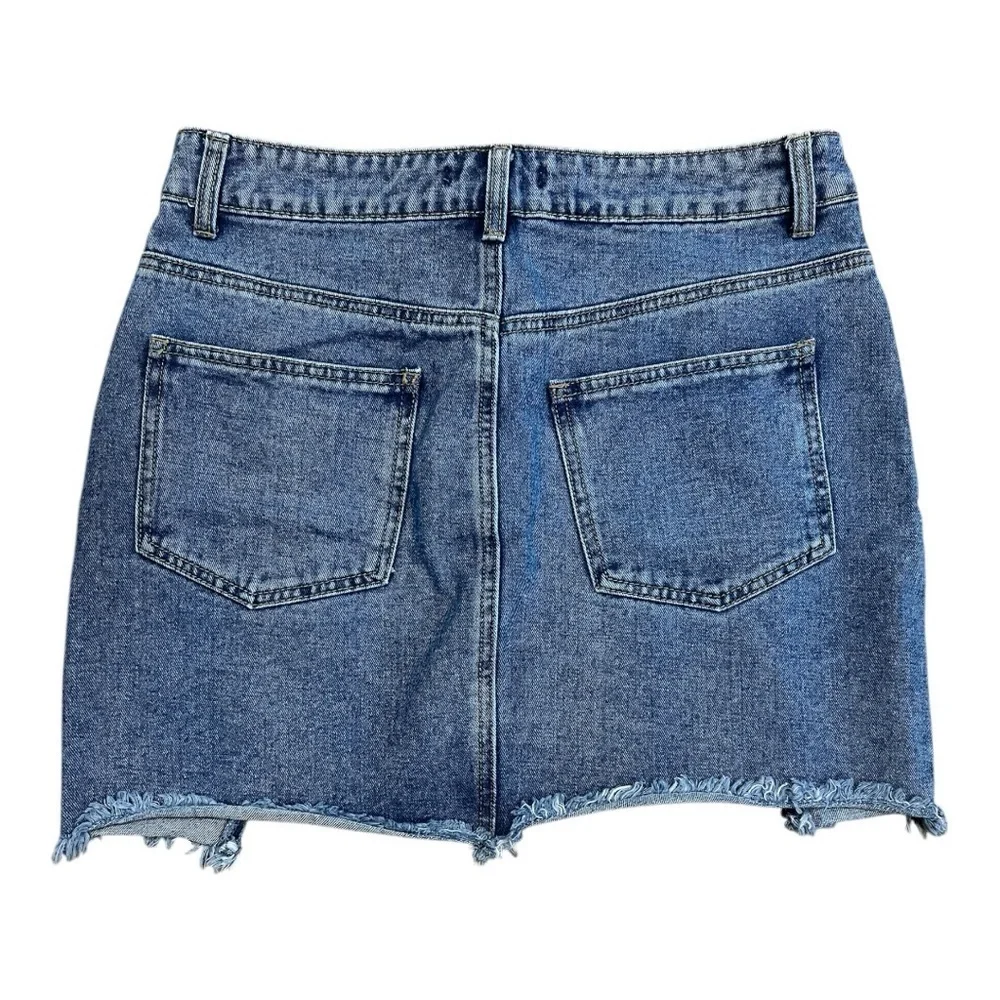 Forever 21 Distress Jeans Mini Skirt L